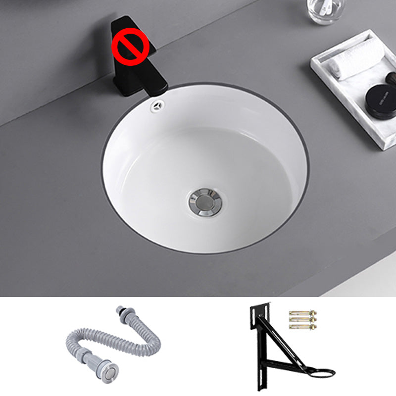 Traditional Undermount Vanity Sink Round Porcelain with Overflow Basin Sink