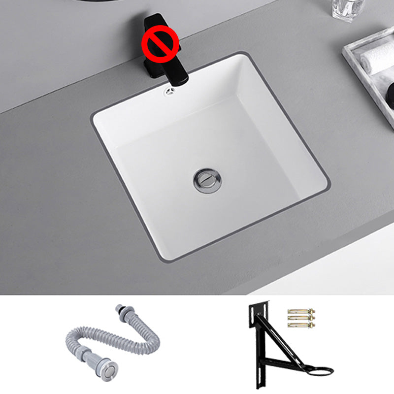 Traditional Undermount Vanity Sink Round Porcelain with Overflow Basin Sink