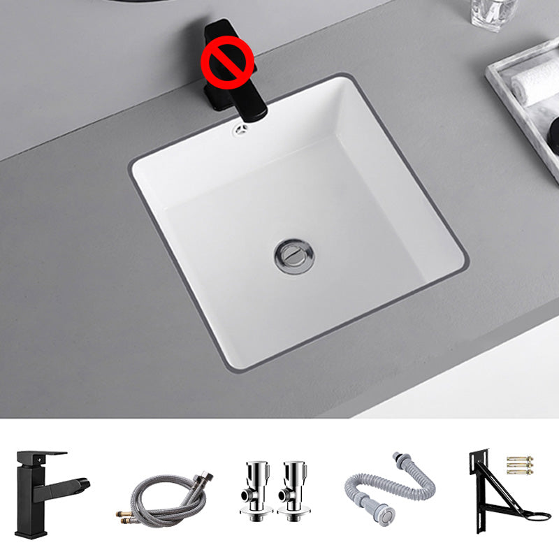 Traditional Undermount Vanity Sink Round Porcelain with Overflow Basin Sink
