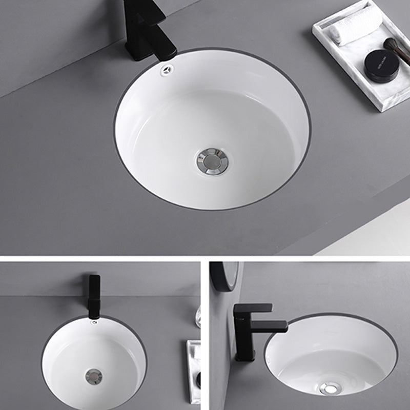 Traditional Undermount Vanity Sink Round Porcelain with Overflow Basin Sink