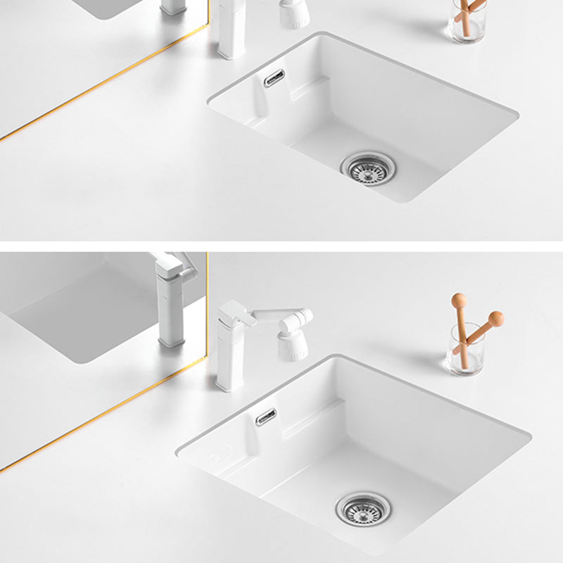 Traditional Undermount Bathroom Sink Rectangular with Faucet Basin Sink