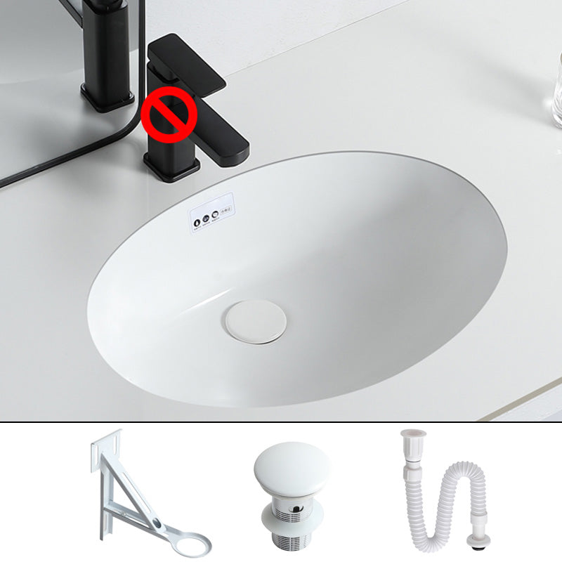Traditional Undermount Bathroom Sink Porcelain with Overflow and Drain Assembly Basin Sink