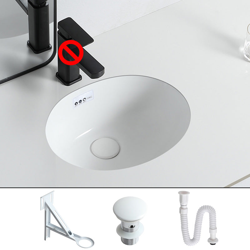 Traditional Undermount Bathroom Sink Porcelain with Overflow and Drain Assembly Basin Sink