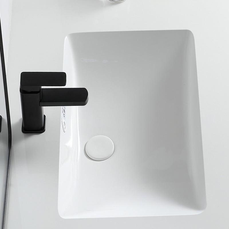 Traditional Undermount Bathroom Sink Porcelain with Overflow and Drain Assembly Basin Sink