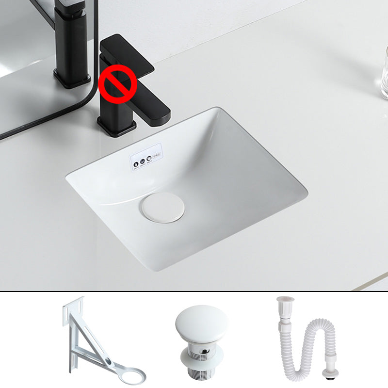 Traditional Undermount Bathroom Sink Porcelain with Overflow and Drain Assembly Basin Sink