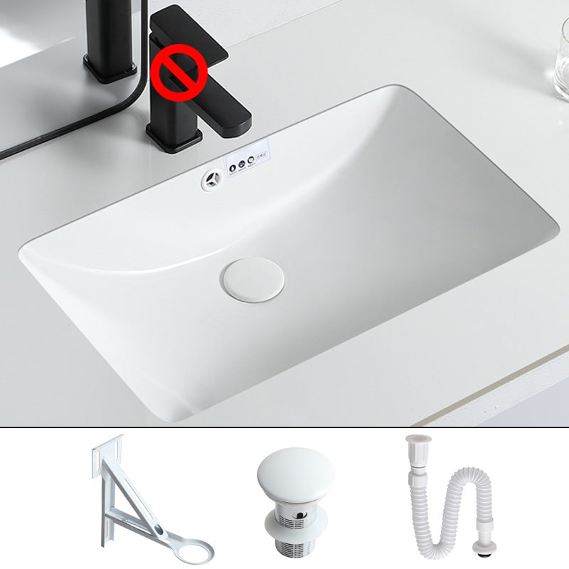 Traditional Undermount Bathroom Sink Porcelain with Overflow and Drain Assembly Basin Sink