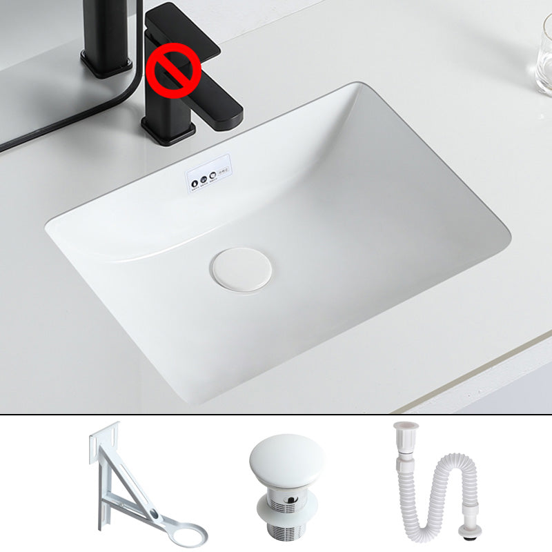Traditional Undermount Bathroom Sink Porcelain with Overflow and Drain Assembly Basin Sink