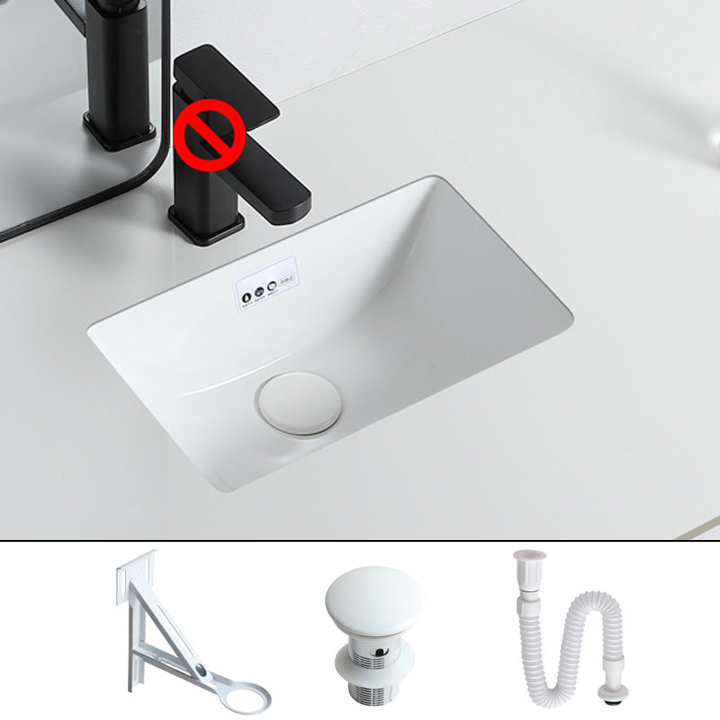 Traditional Undermount Bathroom Sink Porcelain with Overflow and Drain Assembly Basin Sink