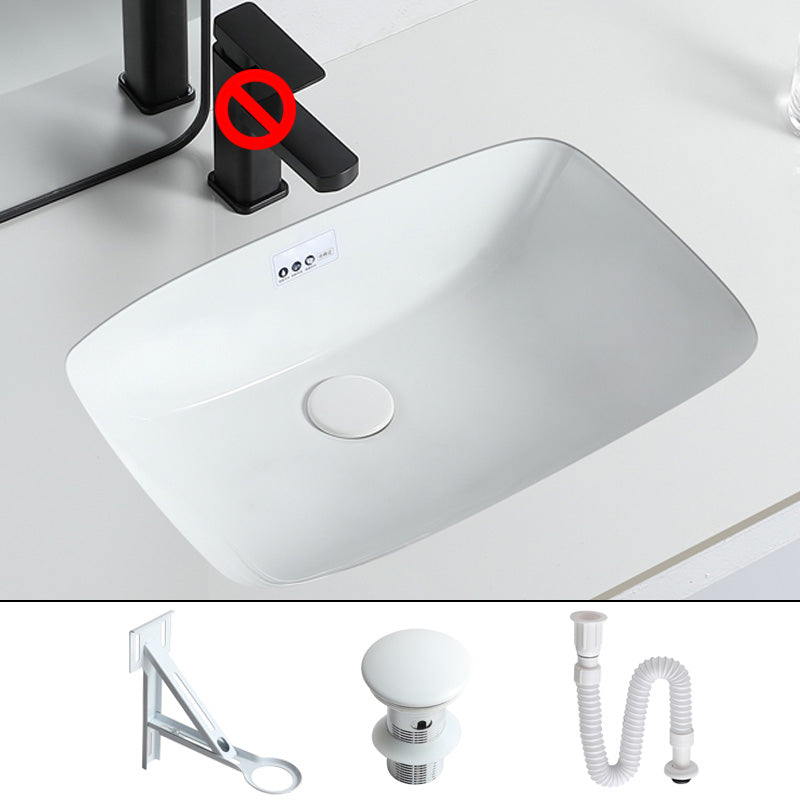 Traditional Undermount Bathroom Sink Porcelain with Overflow and Drain Assembly Basin Sink