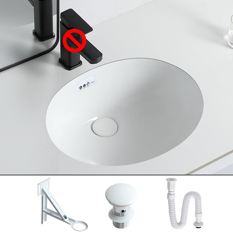Traditional Undermount Bathroom Sink Porcelain with Overflow and Drain Assembly Basin Sink