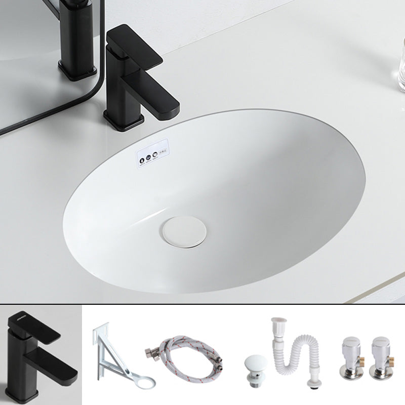 Traditional Undermount Bathroom Sink Porcelain with Overflow and Drain Assembly Basin Sink