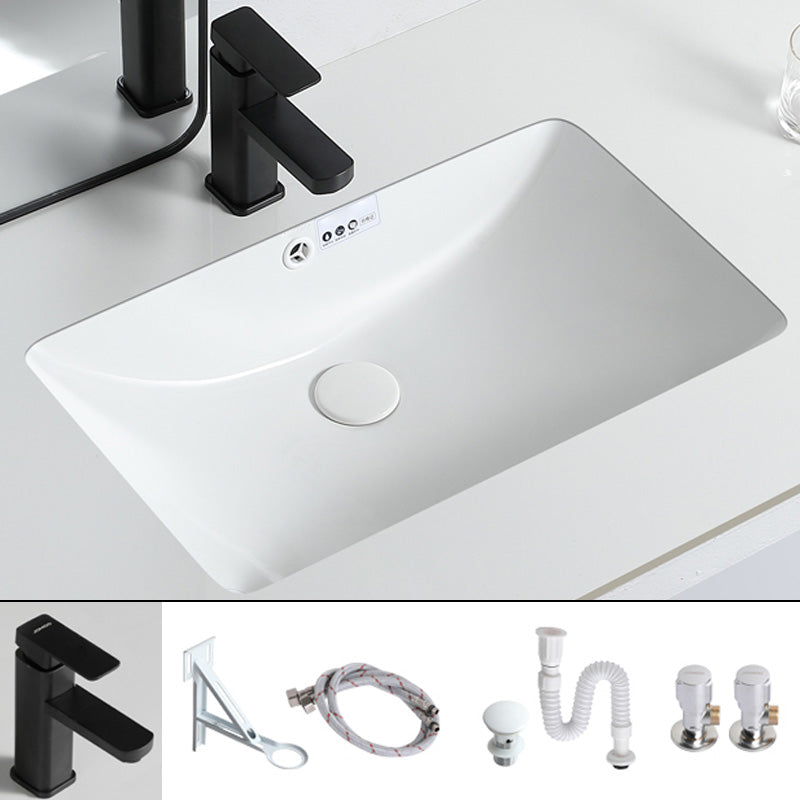 Traditional Undermount Bathroom Sink Porcelain with Overflow and Drain Assembly Basin Sink