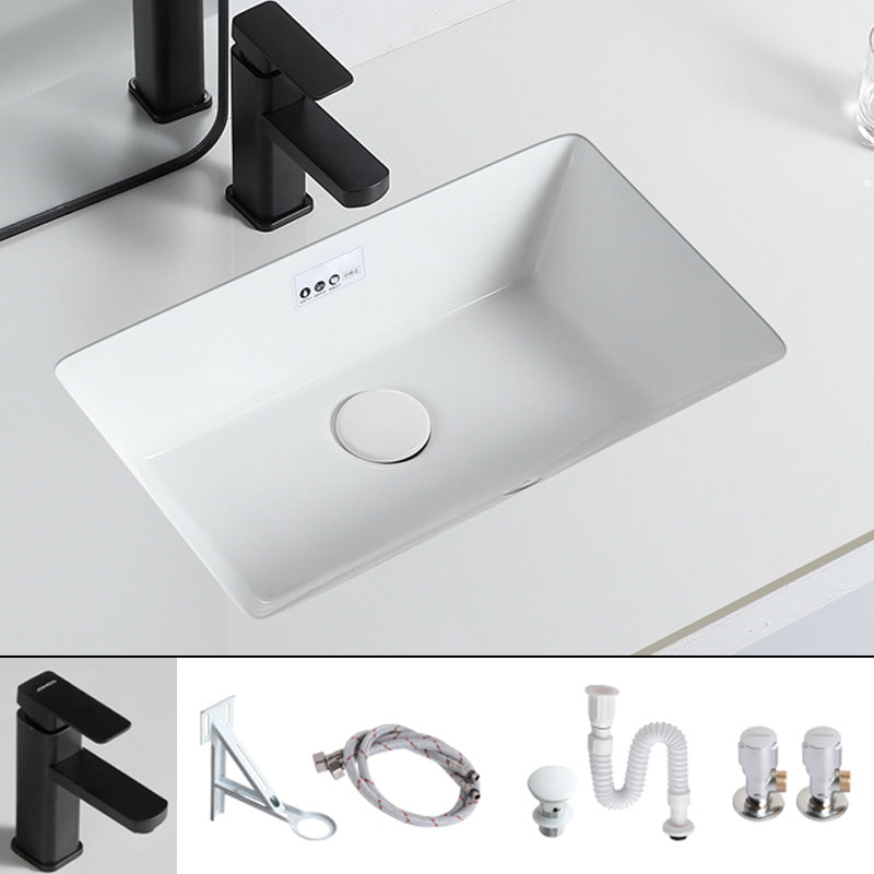 Traditional Undermount Bathroom Sink Porcelain with Overflow and Drain Assembly Basin Sink