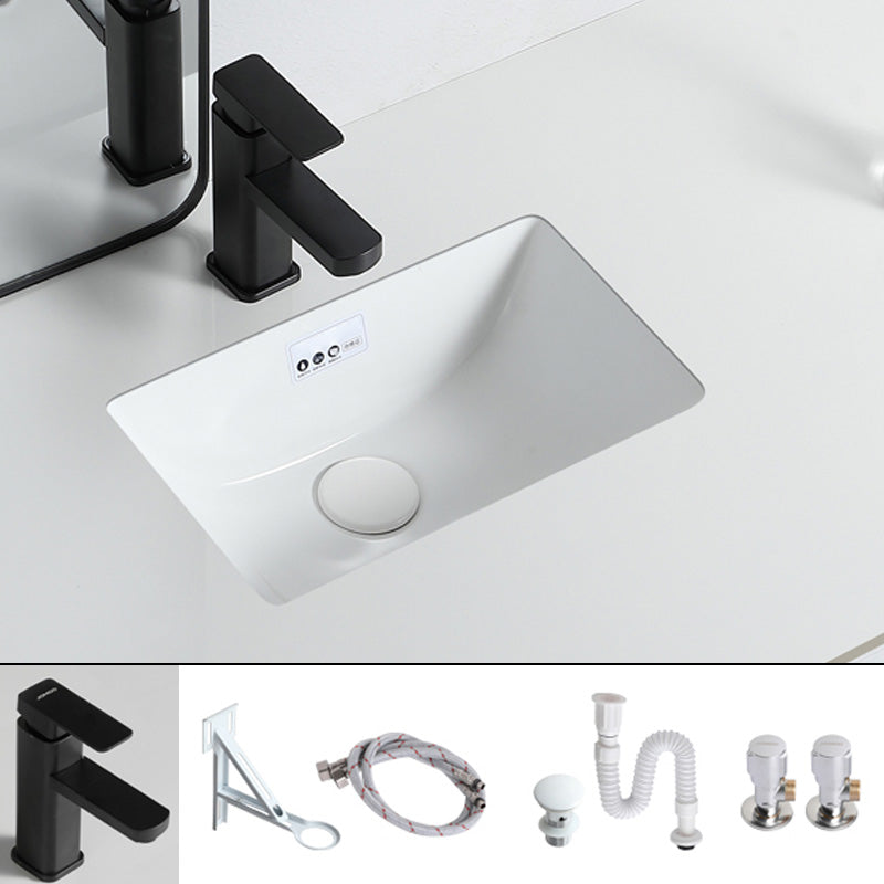 Traditional Undermount Bathroom Sink Porcelain with Overflow and Drain Assembly Basin Sink