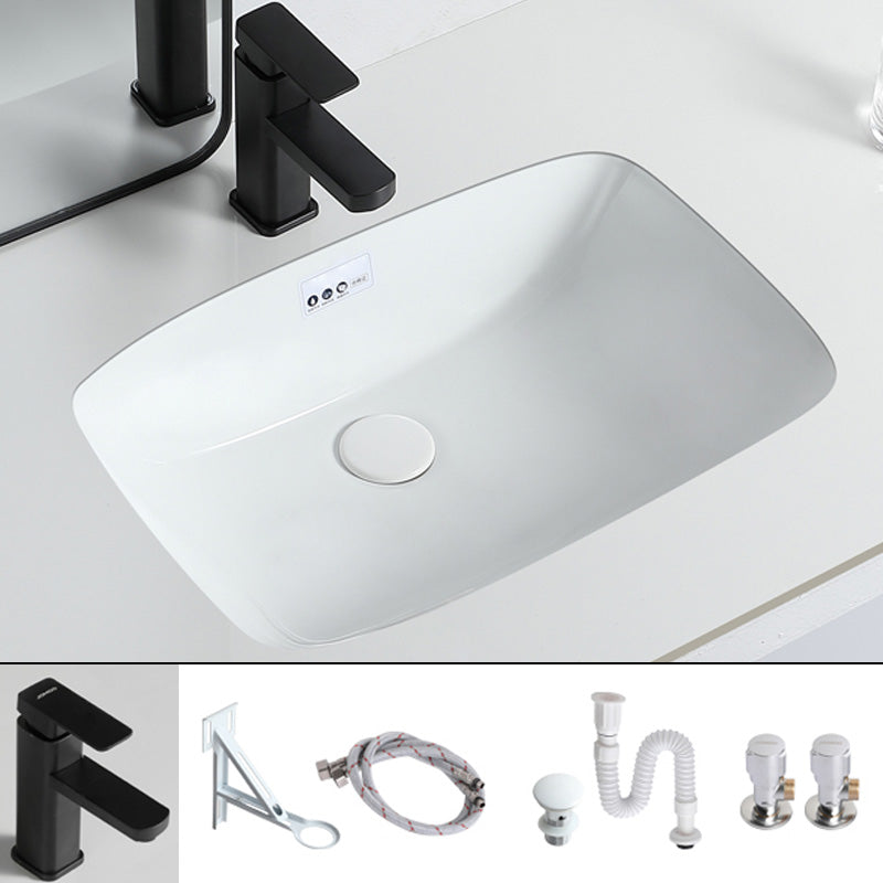 Traditional Undermount Bathroom Sink Porcelain with Overflow and Drain Assembly Basin Sink