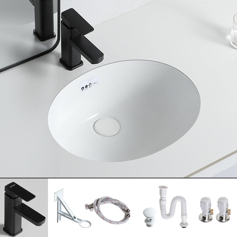 Traditional Undermount Bathroom Sink Porcelain with Overflow and Drain Assembly Basin Sink