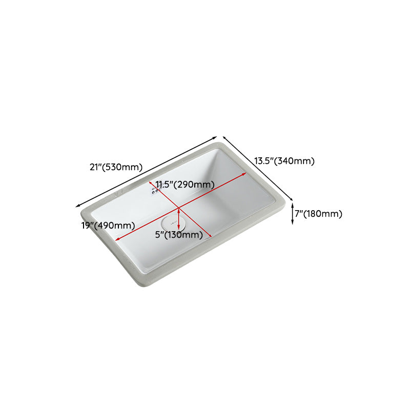 Traditional Undermount Bathroom Sink Porcelain with Overflow and Drain Assembly Basin Sink