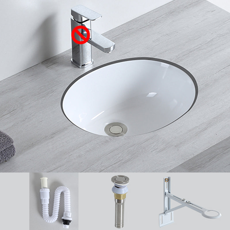 Traditional Undermount Bathroom Sink Porcelain with Pop-Up Drain Basin