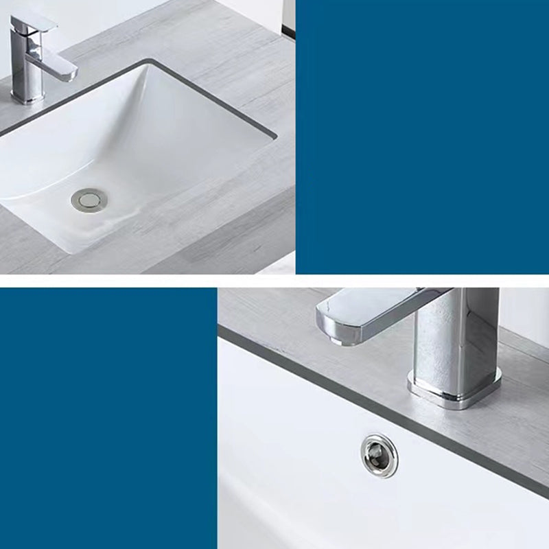 Traditional Undermount Bathroom Sink Porcelain with Pop-Up Drain Basin