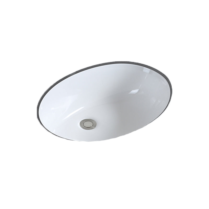 Traditional Undermount Bathroom Sink Porcelain with Pop-Up Drain Basin