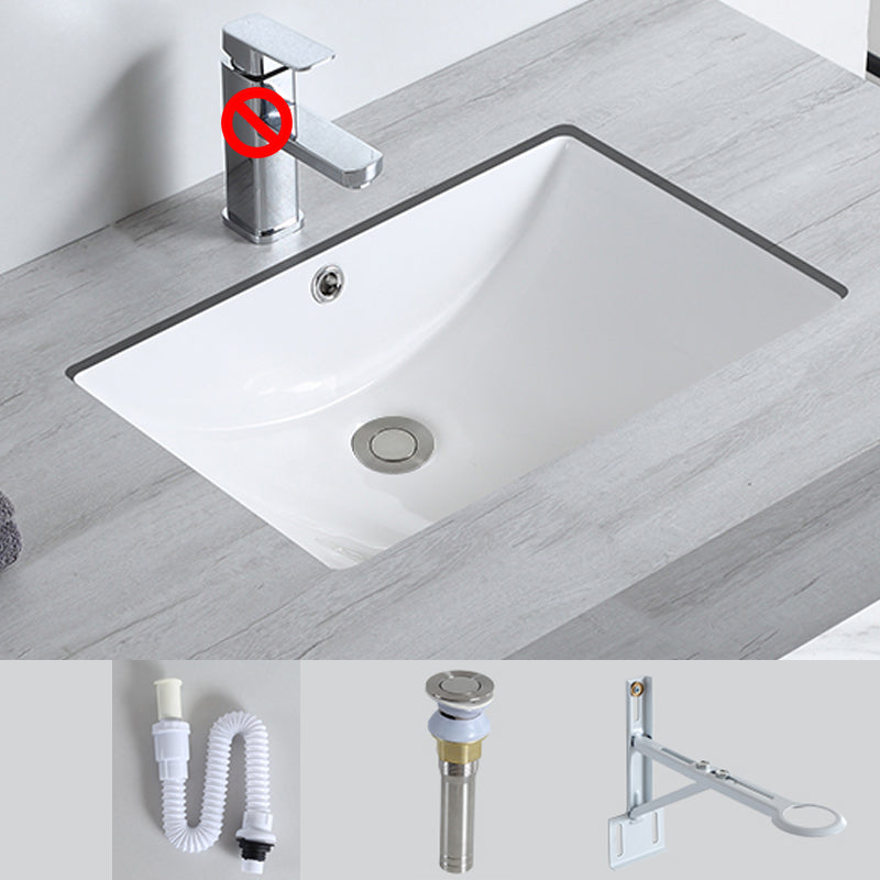 Traditional Undermount Bathroom Sink Porcelain with Pop-Up Drain Basin