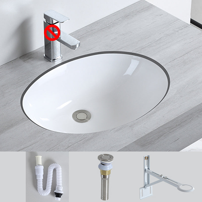 Traditional Undermount Bathroom Sink Porcelain with Pop-Up Drain Basin