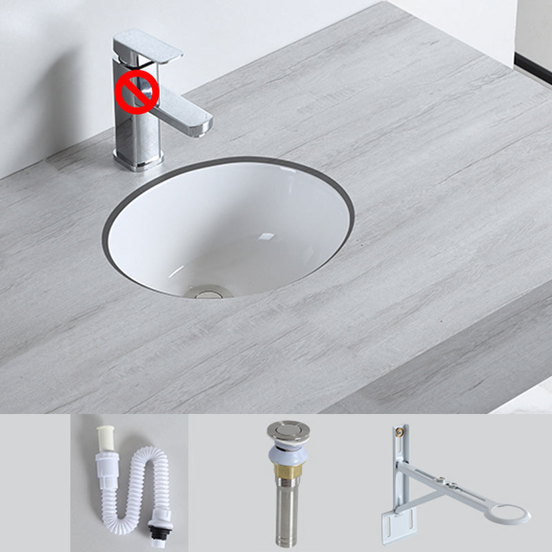 Traditional Undermount Bathroom Sink Porcelain with Pop-Up Drain Basin