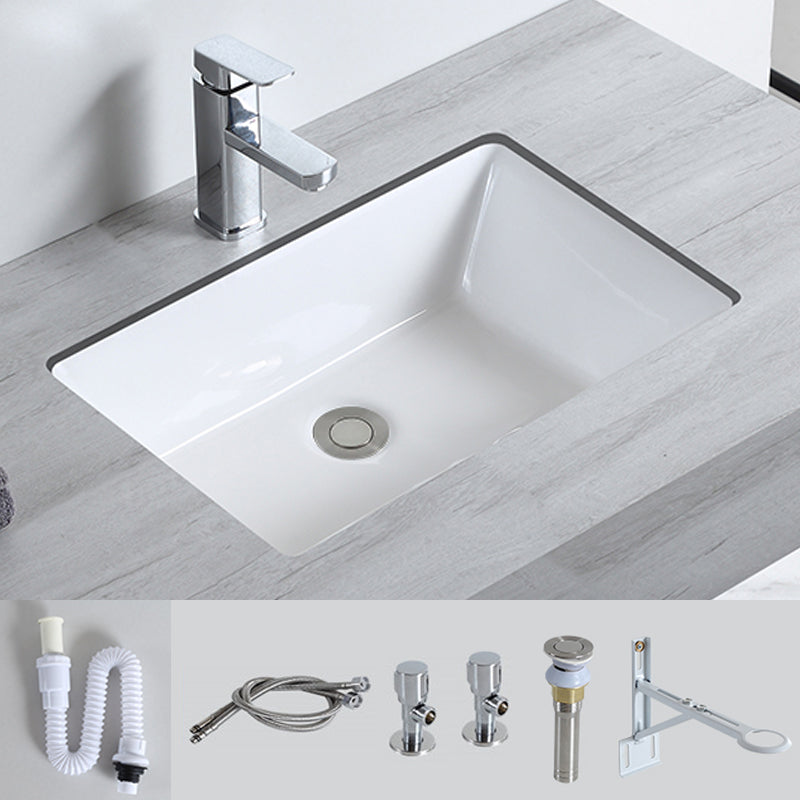 Traditional Undermount Bathroom Sink Porcelain with Pop-Up Drain Basin