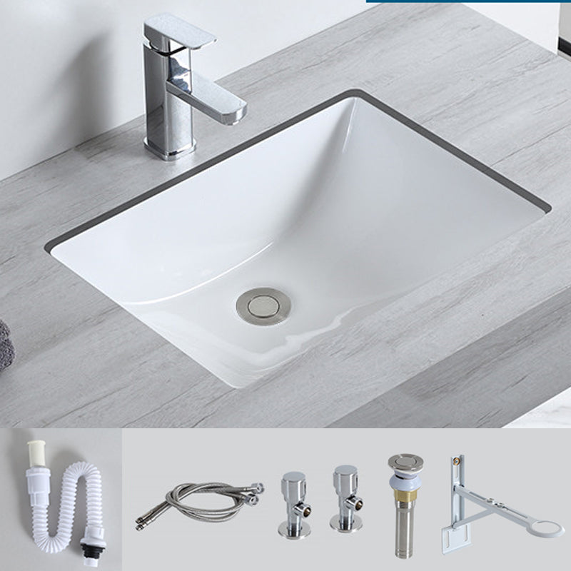 Traditional Undermount Bathroom Sink Porcelain with Pop-Up Drain Basin