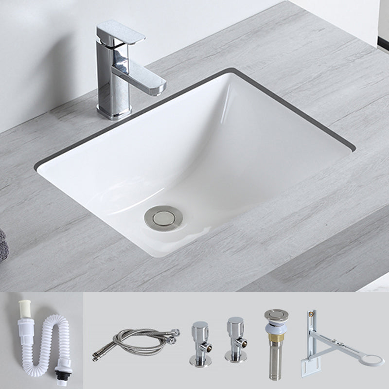 Traditional Undermount Bathroom Sink Porcelain with Pop-Up Drain Basin