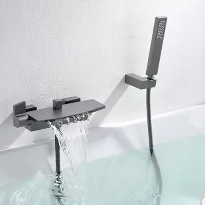 Modern Tub Faucet Trim Copper with Diverter and Hose Wall Mounted Bath Filler