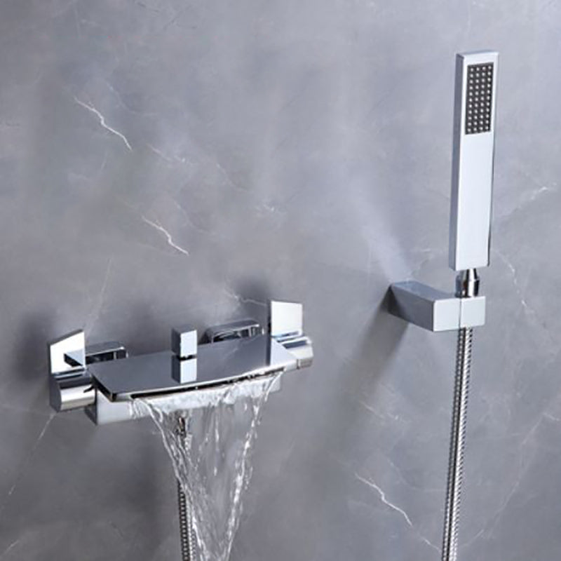 Modern Tub Faucet Trim Copper with Diverter and Hose Wall Mounted Bath Filler
