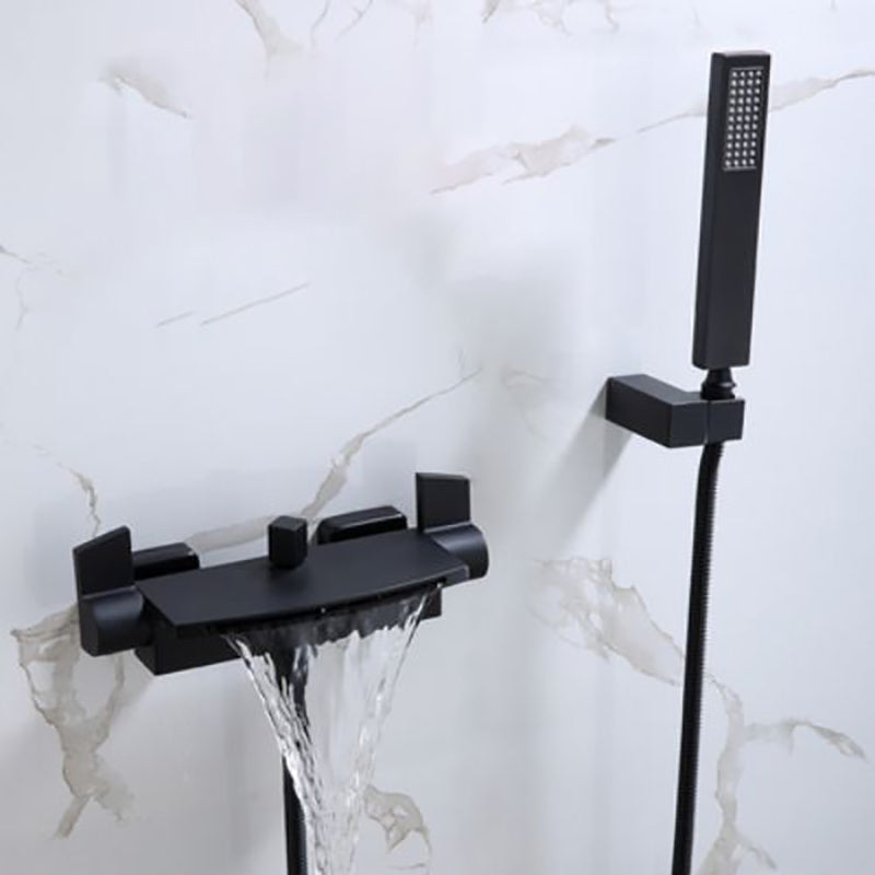 Modern Tub Faucet Trim Copper with Diverter and Hose Wall Mounted Bath Filler