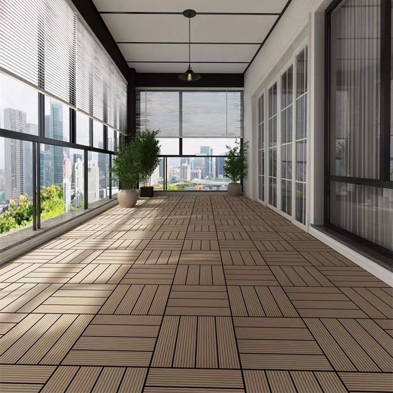 Composite Deck Plank Solid Color Interlocking Wood Flooring Tiles