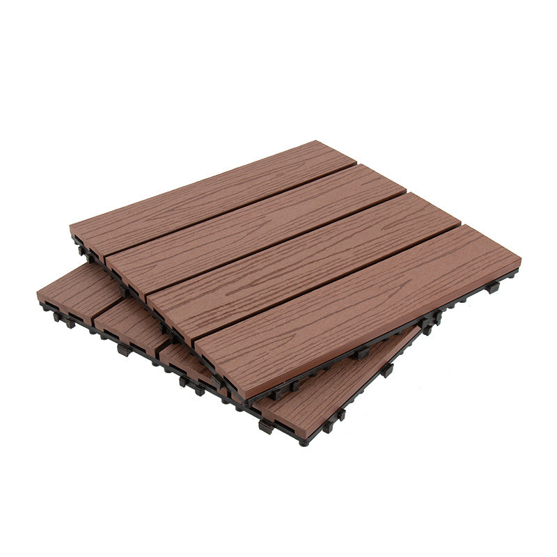 Composite Deck Plank Solid Color Interlocking Wood Flooring Tiles