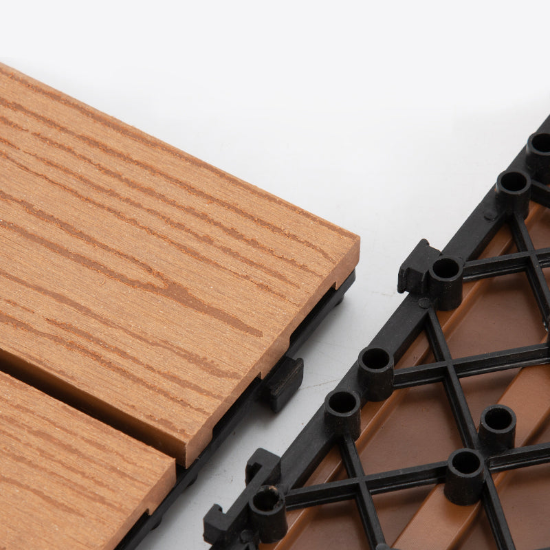 Composite Deck Plank Solid Color Interlocking Wood Flooring Tiles