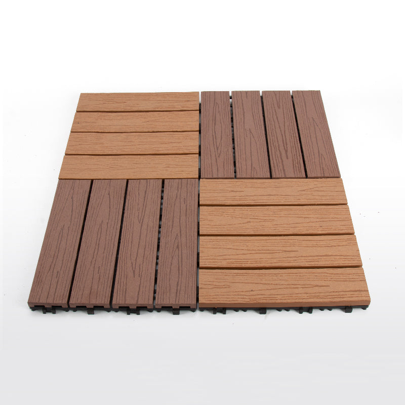 Composite Deck Plank Solid Color Interlocking Wood Flooring Tiles