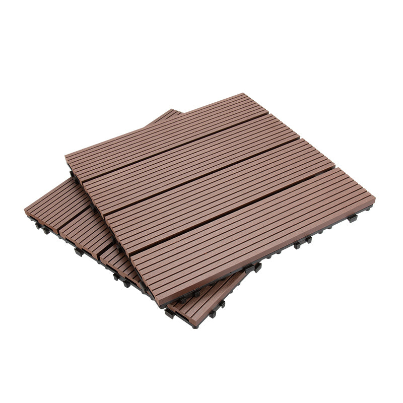 Composite Deck Plank Solid Color Interlocking Wood Flooring Tiles