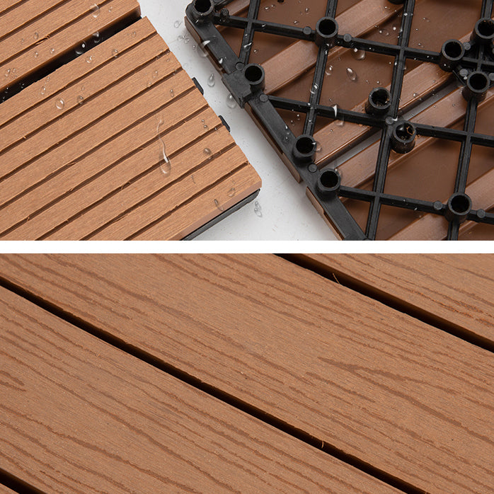 Composite Deck Plank Solid Color Interlocking Wood Flooring Tiles