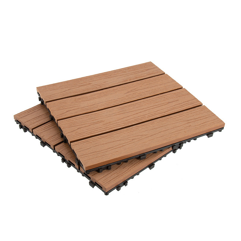 Composite Deck Plank Solid Color Interlocking Wood Flooring Tiles