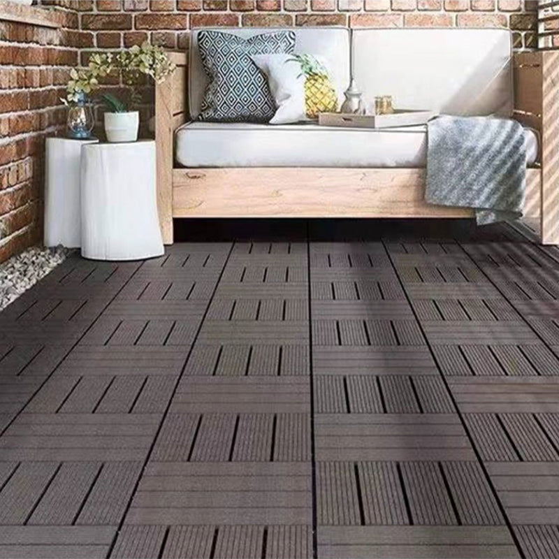 Composite Deck Plank Solid Color Interlocking Wood Flooring Tiles