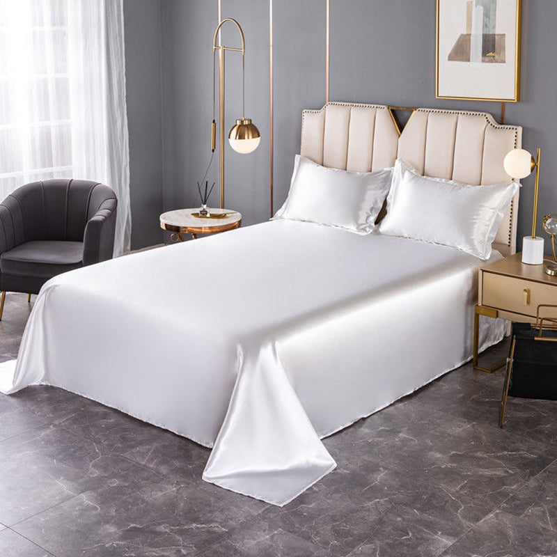 Silk Bed Sheet Set Ultra Soft Elegant Fitted Sheet for Bedroom