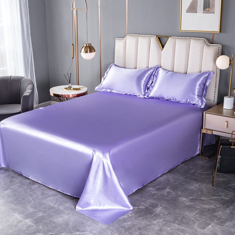 Silk Bed Sheet Set Ultra Soft Elegant Fitted Sheet for Bedroom