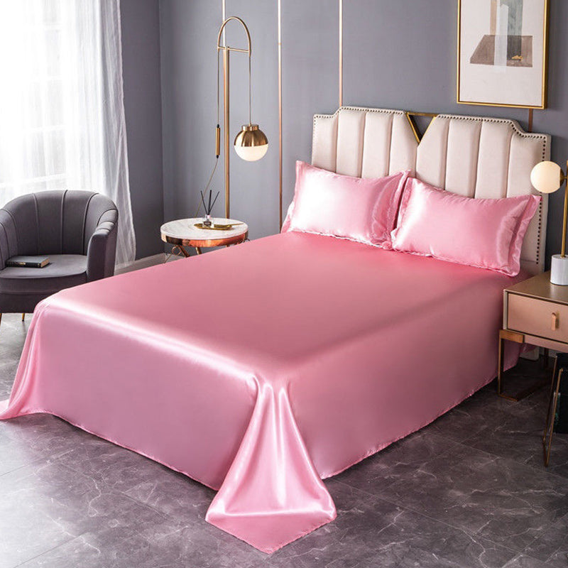 Silk Bed Sheet Set Ultra Soft Elegant Fitted Sheet for Bedroom
