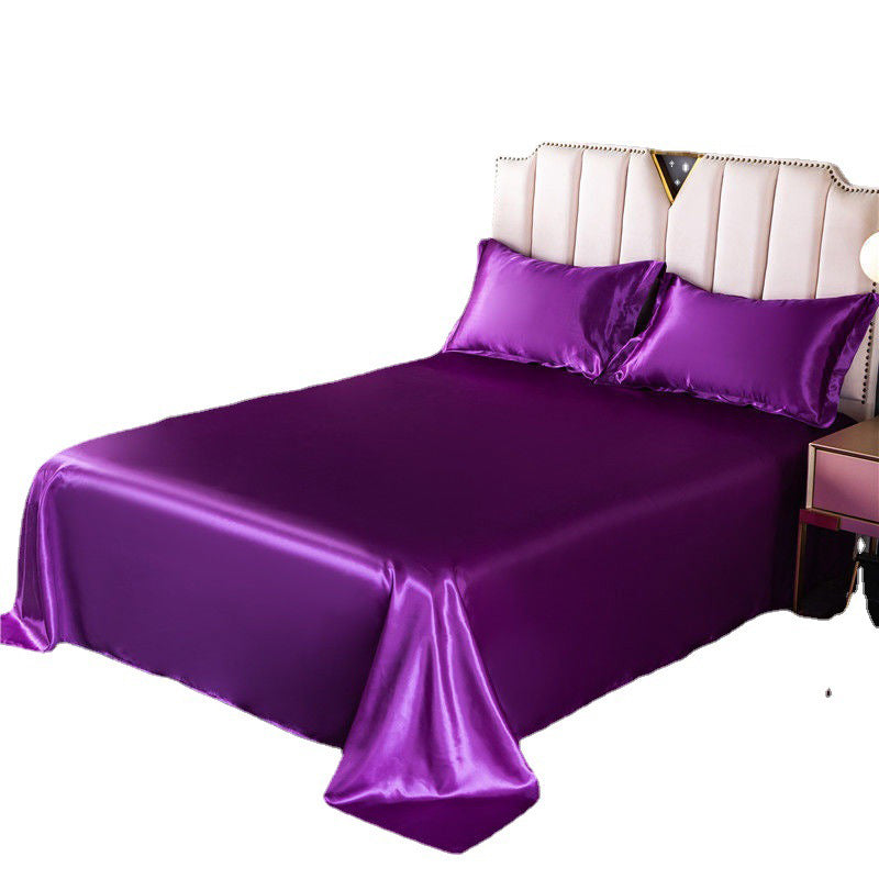 Silk Bed Sheet Set Ultra Soft Elegant Fitted Sheet for Bedroom