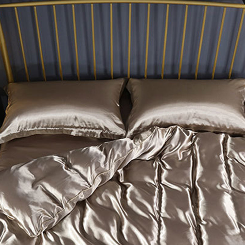 Silk Bed Sheet Set Ultra Soft Elegant Fitted Sheet for Bedroom