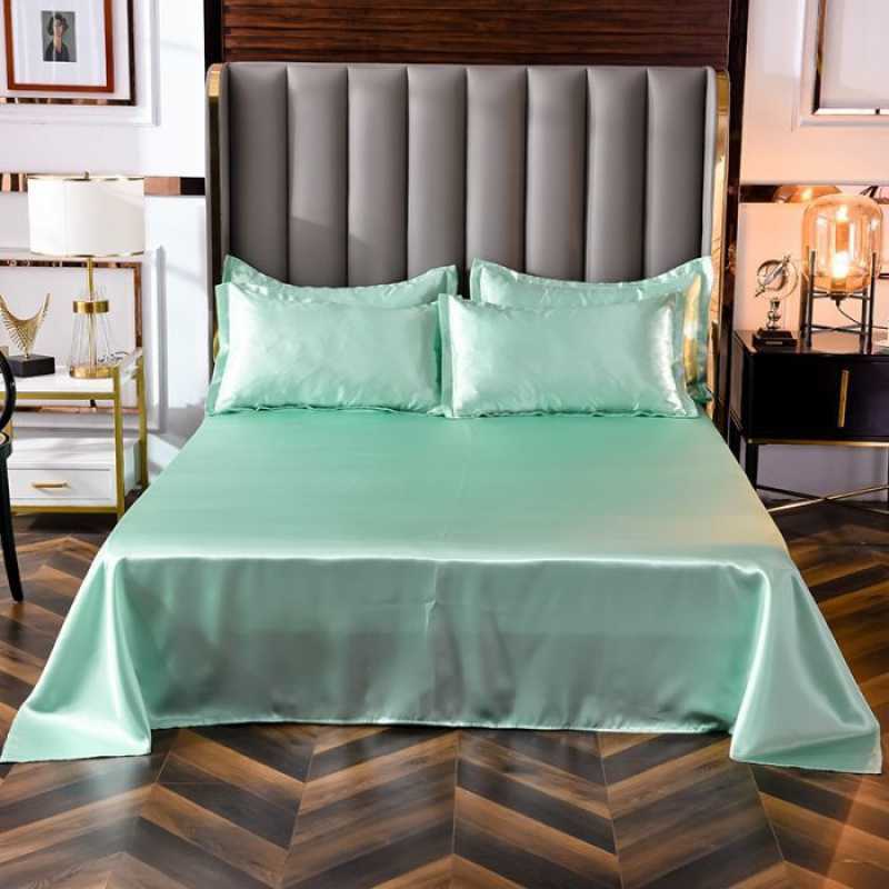Silk Bed Sheet Set Ultra Soft Elegant Fitted Sheet for Bedroom