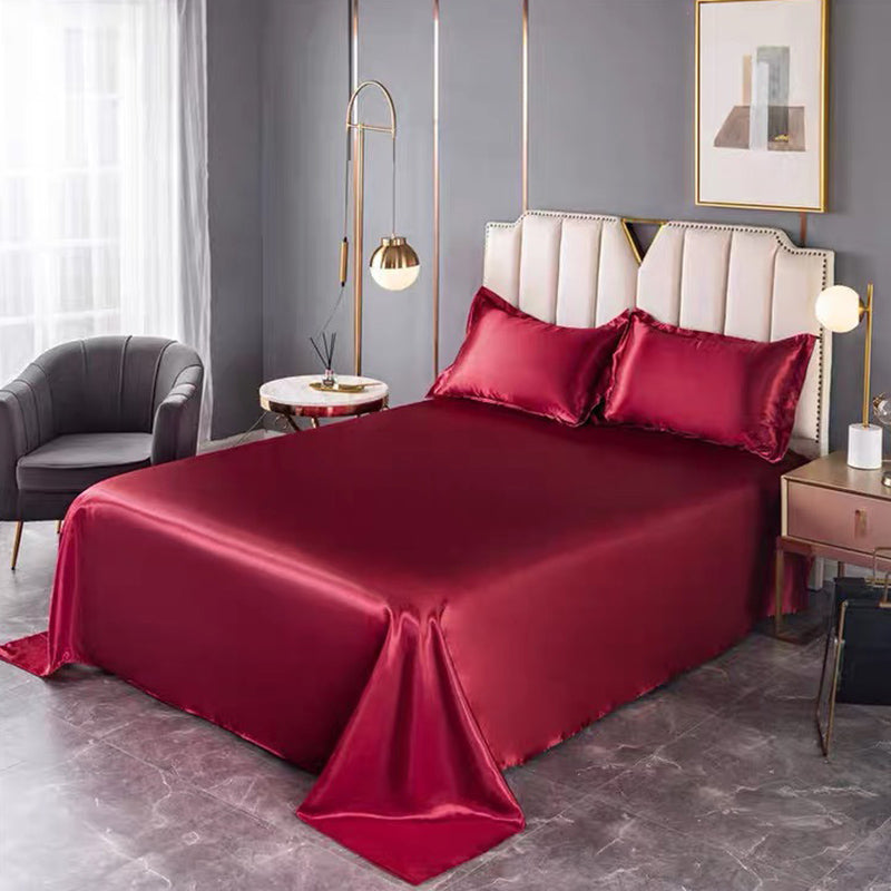 Silk Bed Sheet Set Ultra Soft Elegant Fitted Sheet for Bedroom