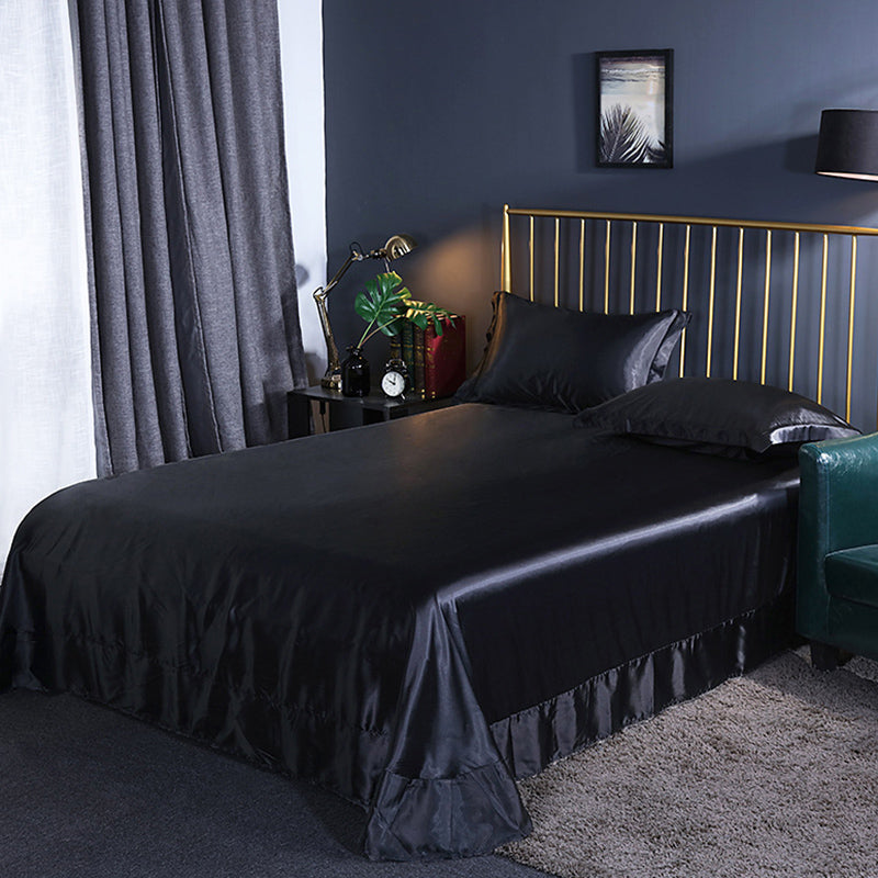 Silk Bed Sheet Set Ultra Soft Elegant Fitted Sheet for Bedroom