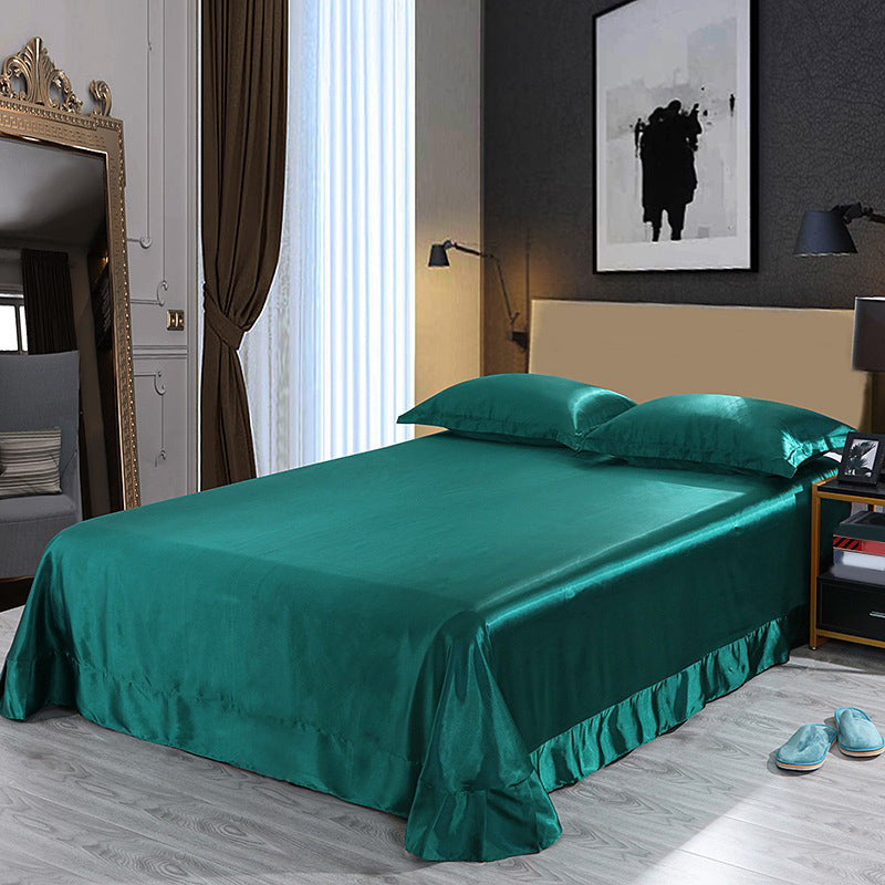 Silk Bed Sheet Set Ultra Soft Elegant Fitted Sheet for Bedroom